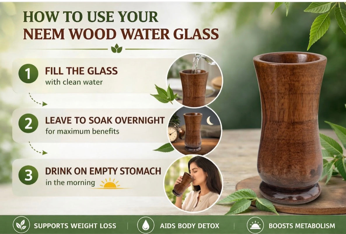 Neem Weight Loss and Body Detox Wooden Water Glass