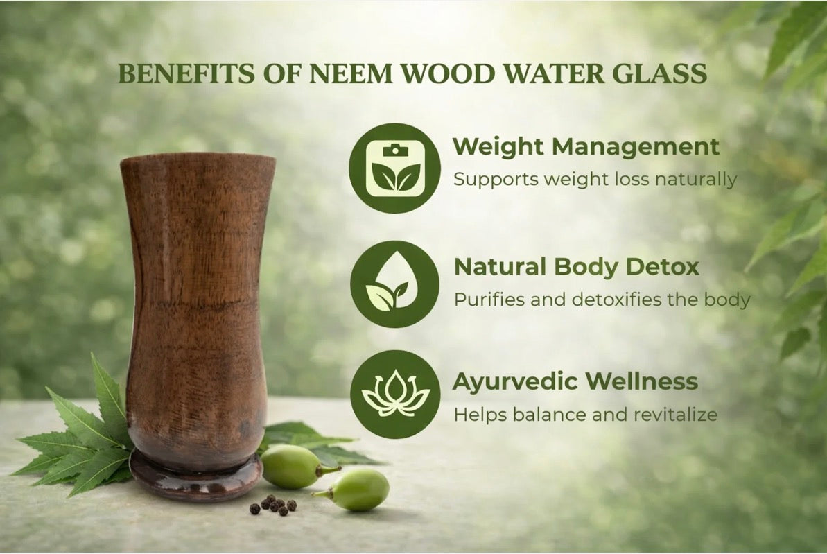 Neem Weight Loss and Body Detox Wooden Water Glass