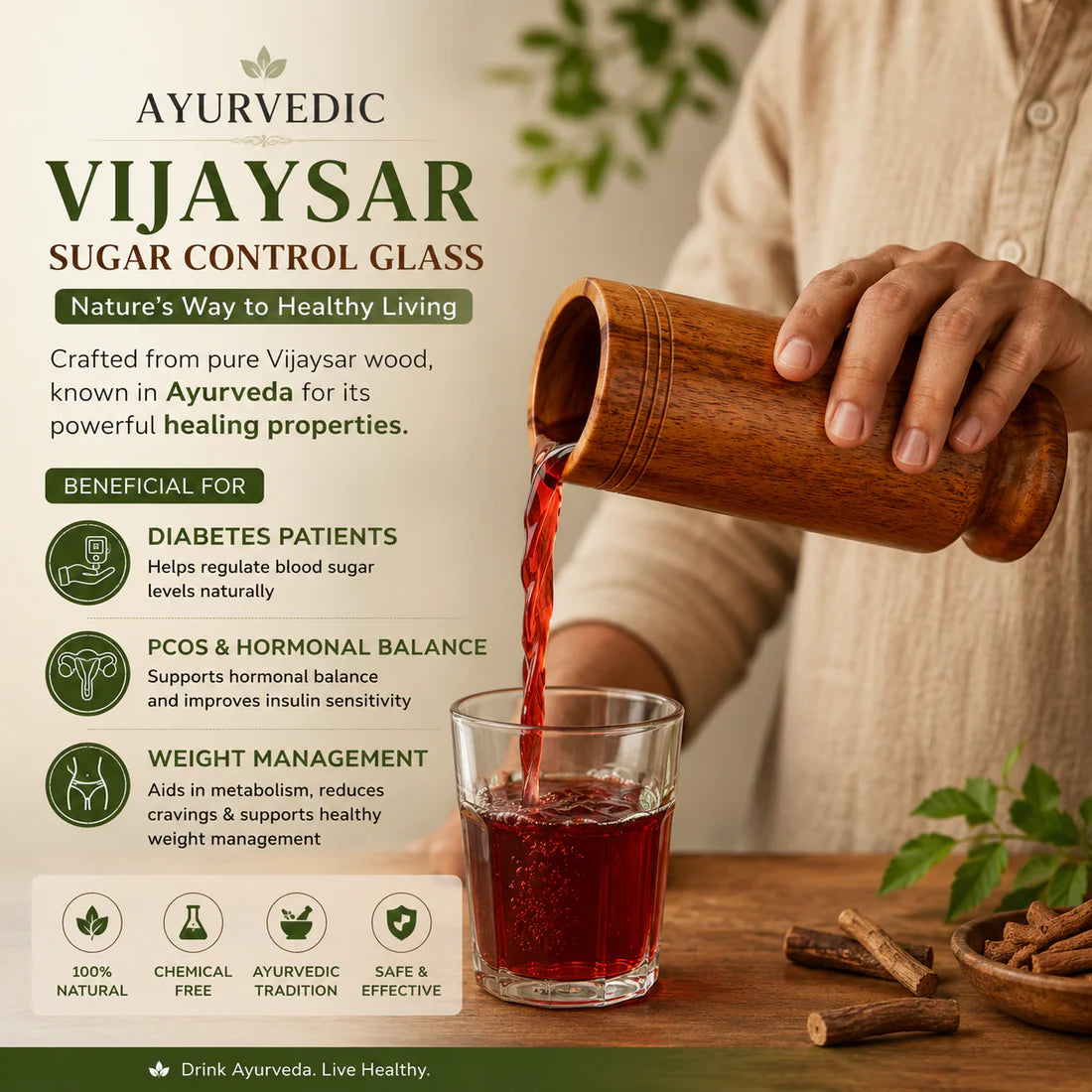 Ayurvedic Vijaysar Wood Sugar Control Glass