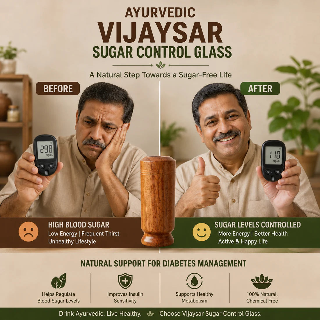 Ayurvedic Vijaysar Wood Sugar Control Glass