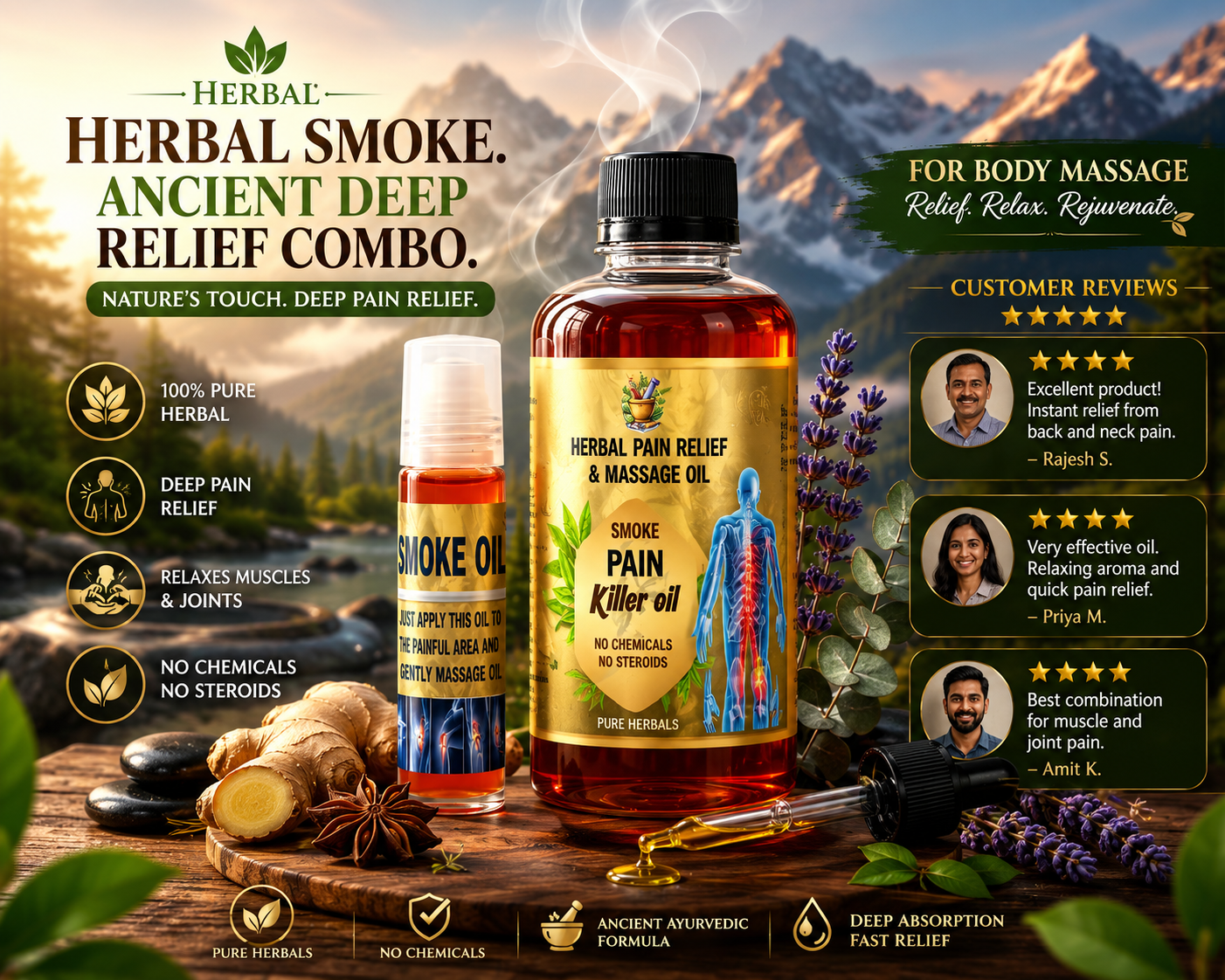 Smoke Pain Relief & Massage Oil 🌿