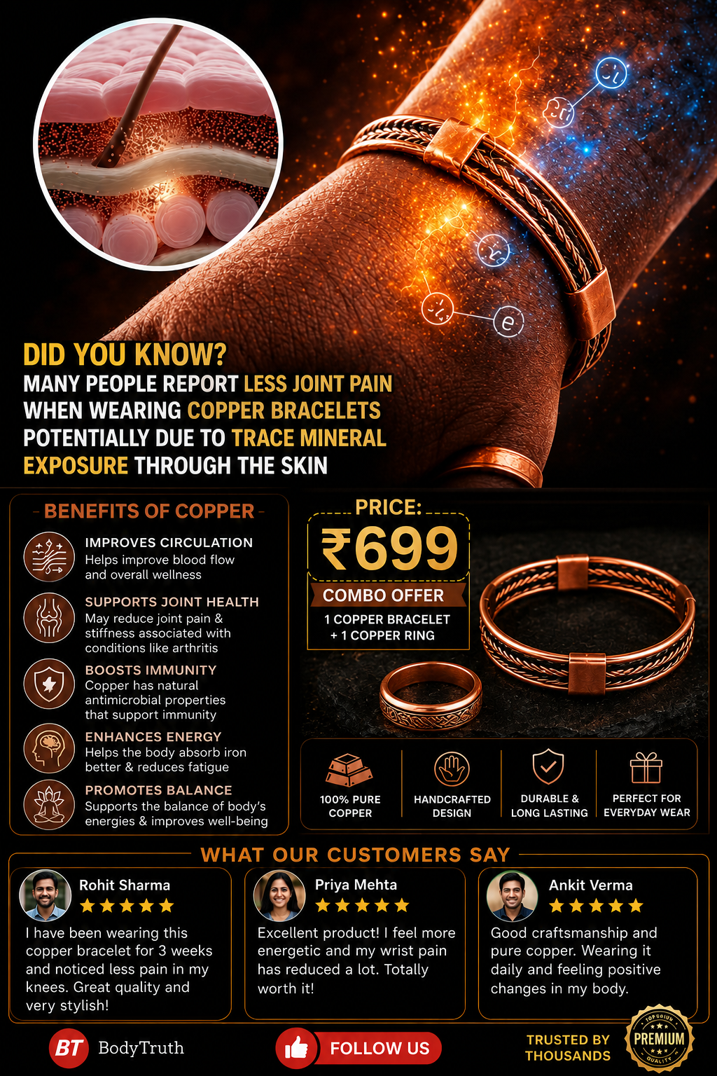 Pure Copper Healing Band + RIng