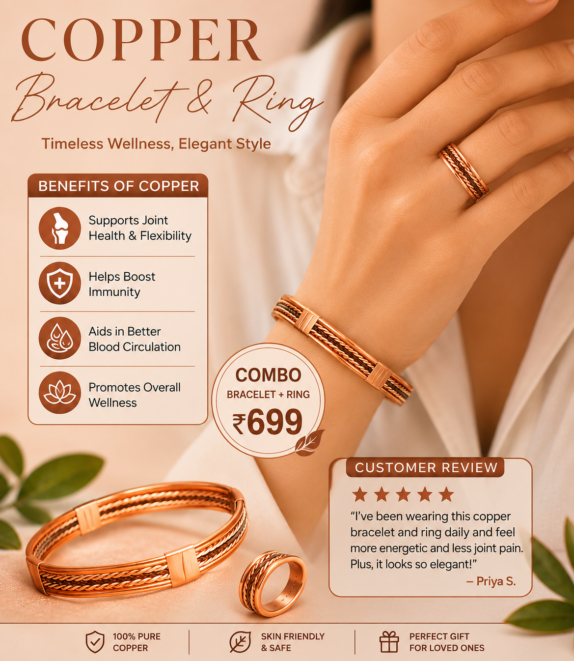 Pure Copper Healing Band + Ring [FREE]