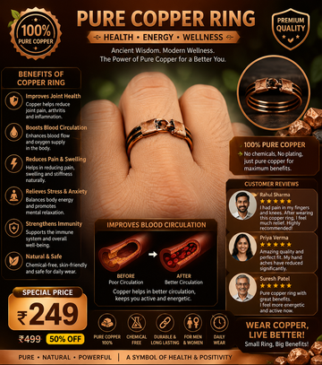 Pure Copper Ring for Men & Women